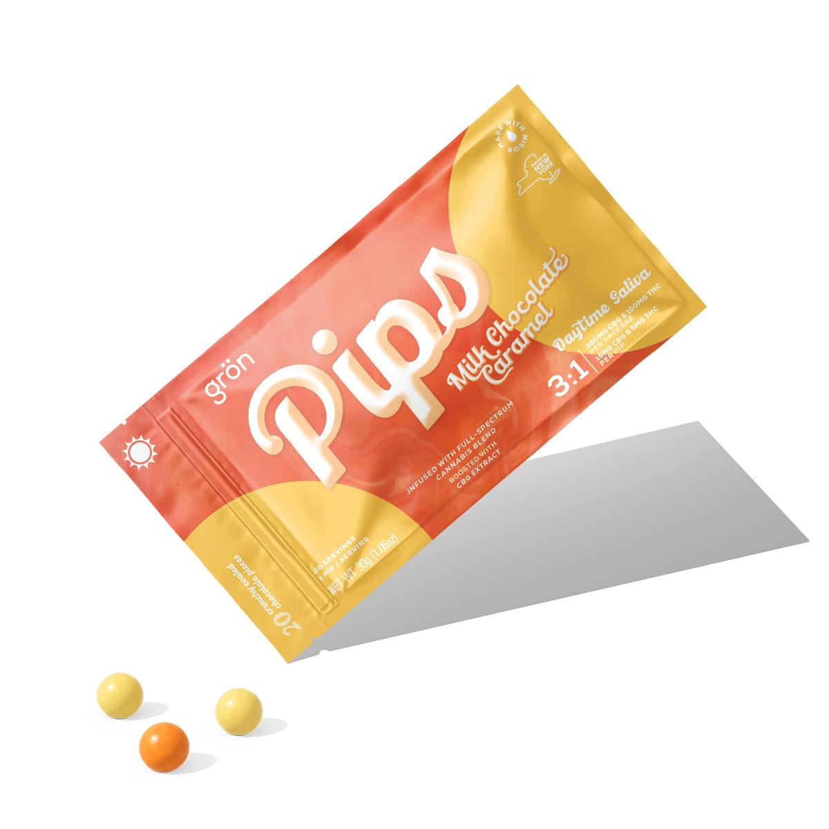 Gron - Pips Daytime Sativa 3:1 Milk Chocolate Caramel - 100mg