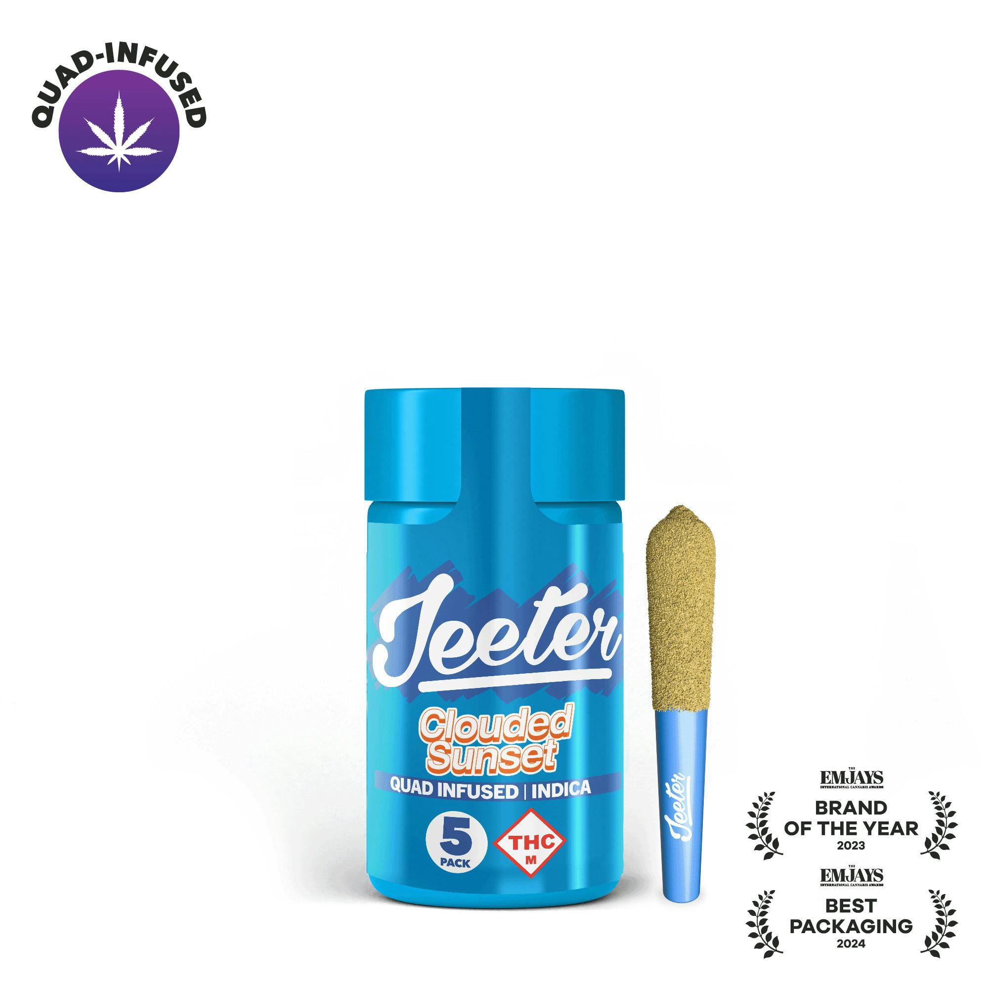 Jeeter: Quad Infused Pre-Roll Pack | Clouded Sunset | Baby Jeeter | 0.5g ea | 5pk