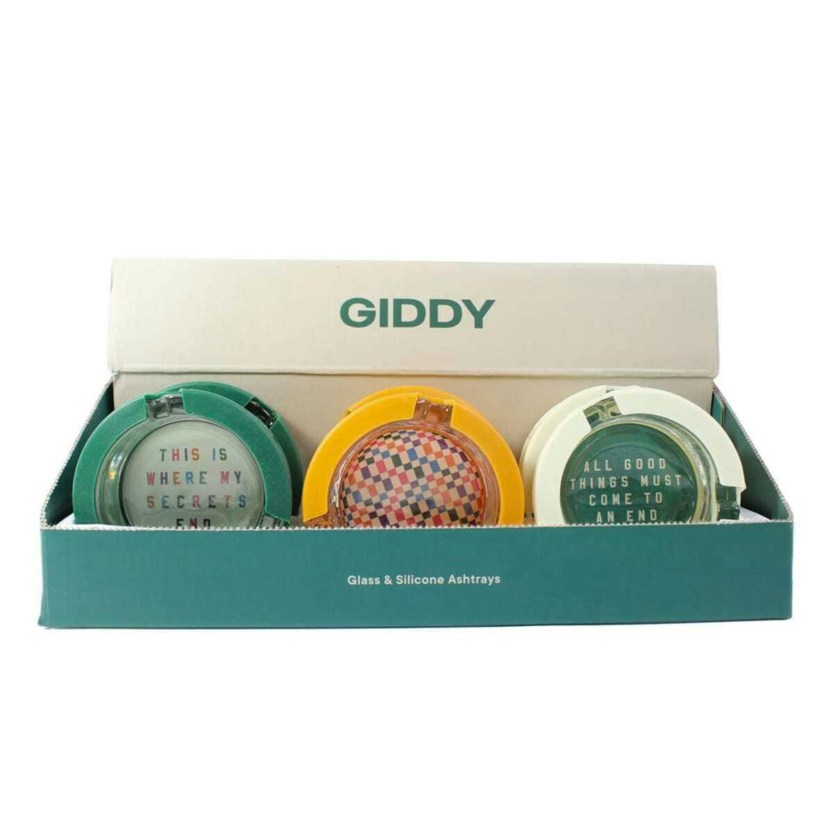 3" Glass Ashtrays with Silicone Cover by Giddy Secrets