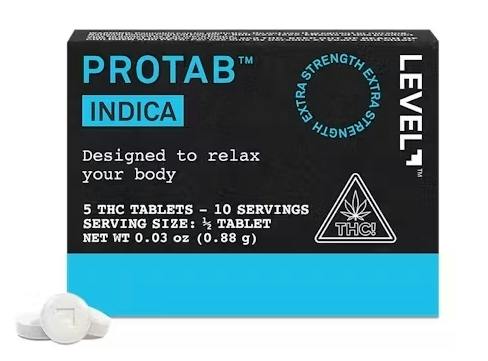 LEVEL Indica Protab, Extra Strength THC Tablets - 5ct., 0.03oz (0.88g) pkg.