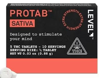 LEVEL Sativa Protab, Extra Strength THC Tablets - 5ct., 0.03oz (0.88g) pkg.