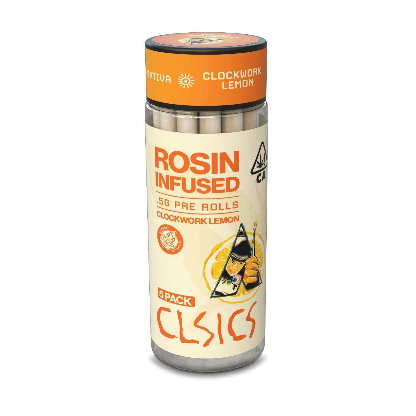 CLSICS - ROSIN INFUSED PREROLL 5PK [2.5G] CLOCKWORK LEMON