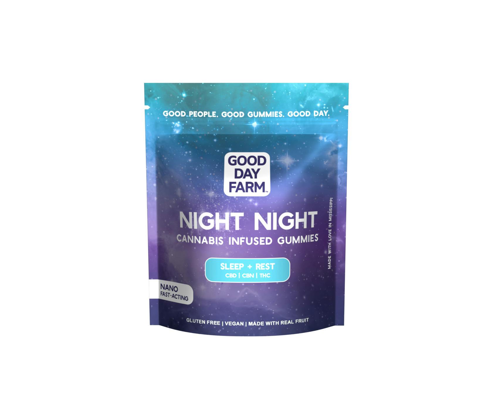 Good Day Farm - Night Night 1:1:1 CBD:THC:CBN - Nano Gummies 40mg - 10pk at ROOTDOWN