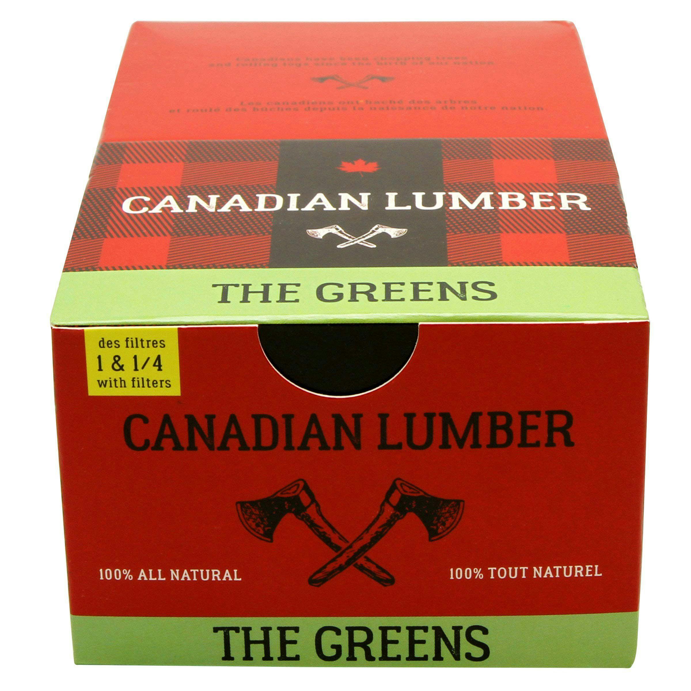 Canadian Lumber - Greens Unbleached Hemp Rolling Papers with Tips - 1.25"
