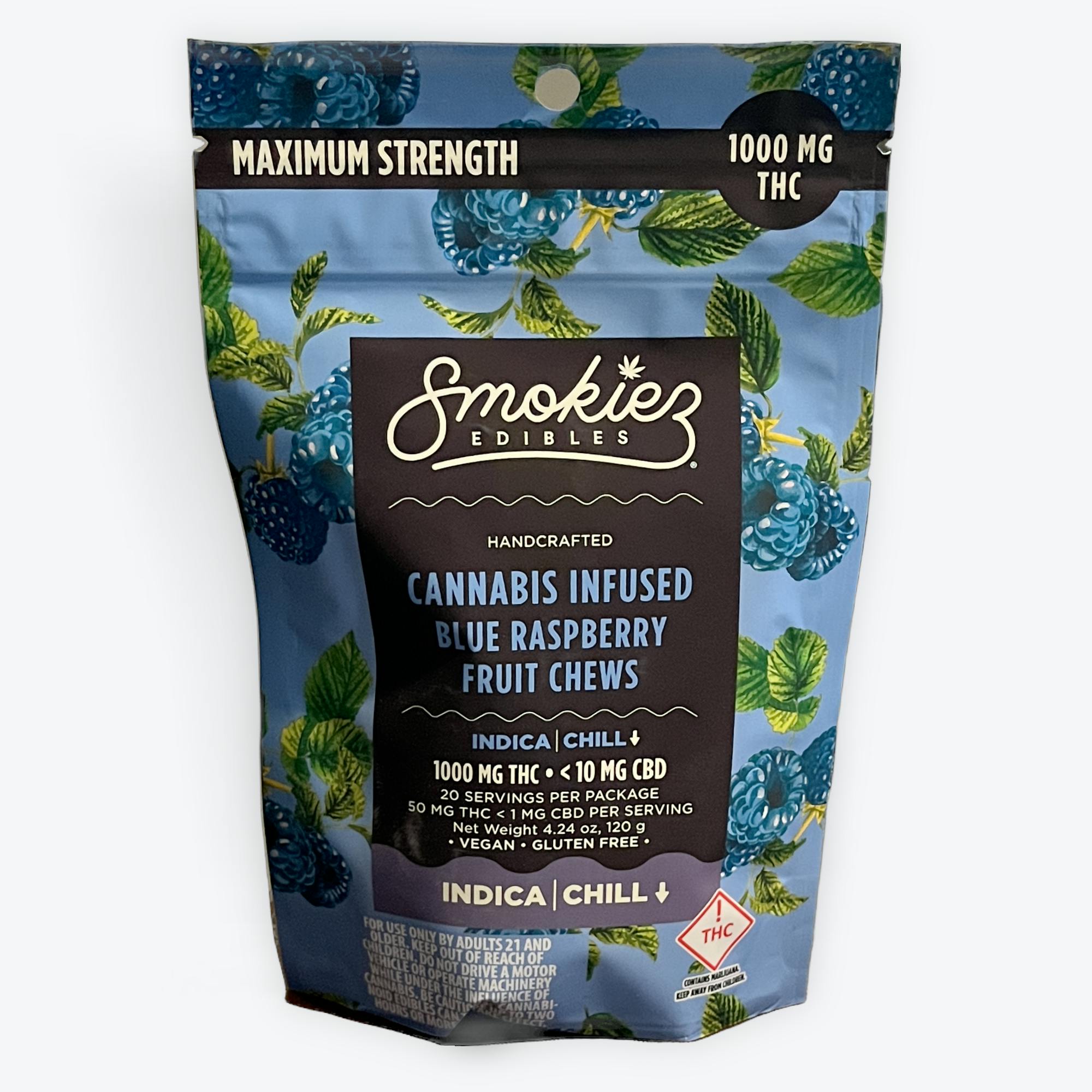 Smokiez | Blue Raspberry | 10mg CBD & 1000mg THC (Hybrid) MEDICAL