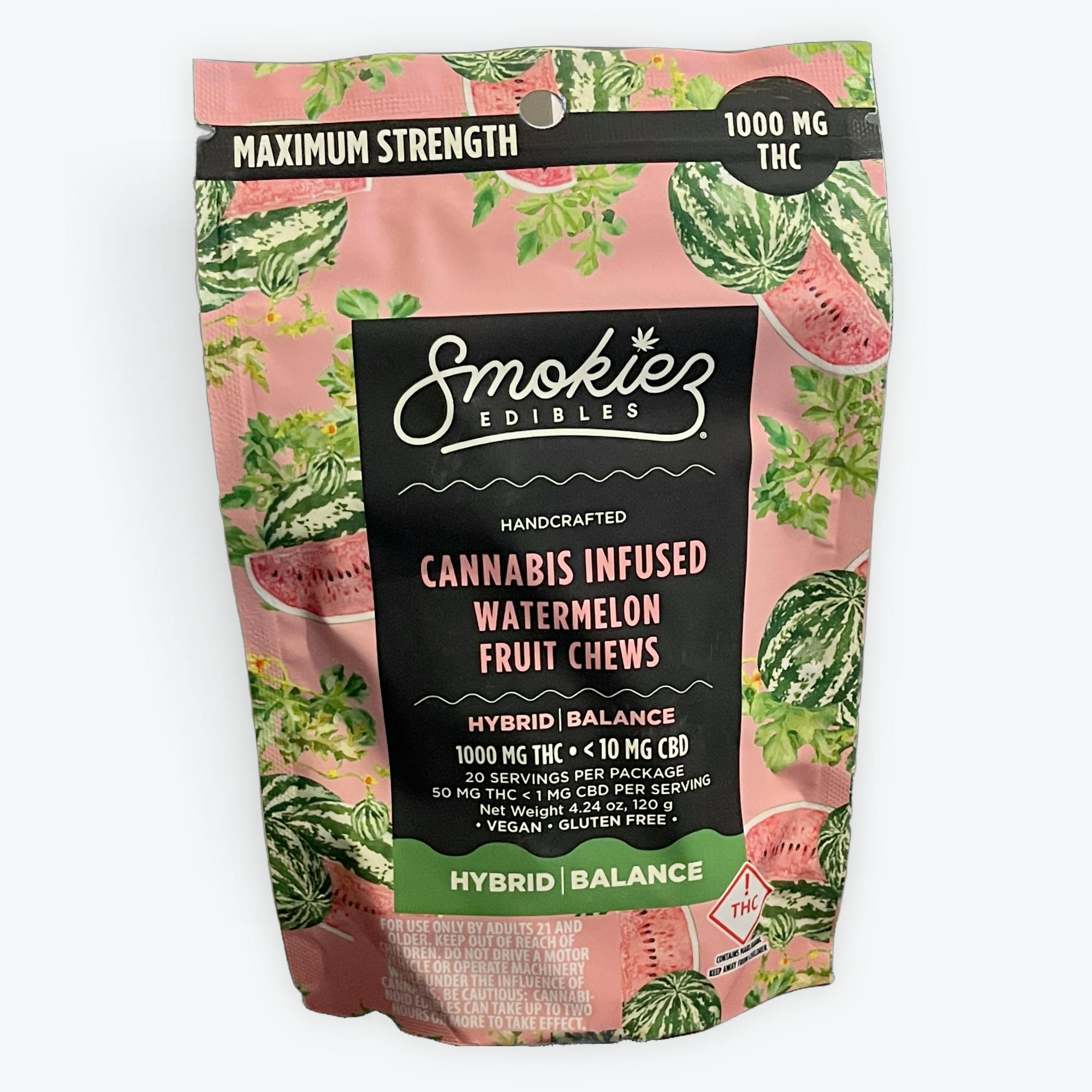 Smokiez | Watermelon | 10mg CBD & 1000mg THC (Hybrid) MEDICAL