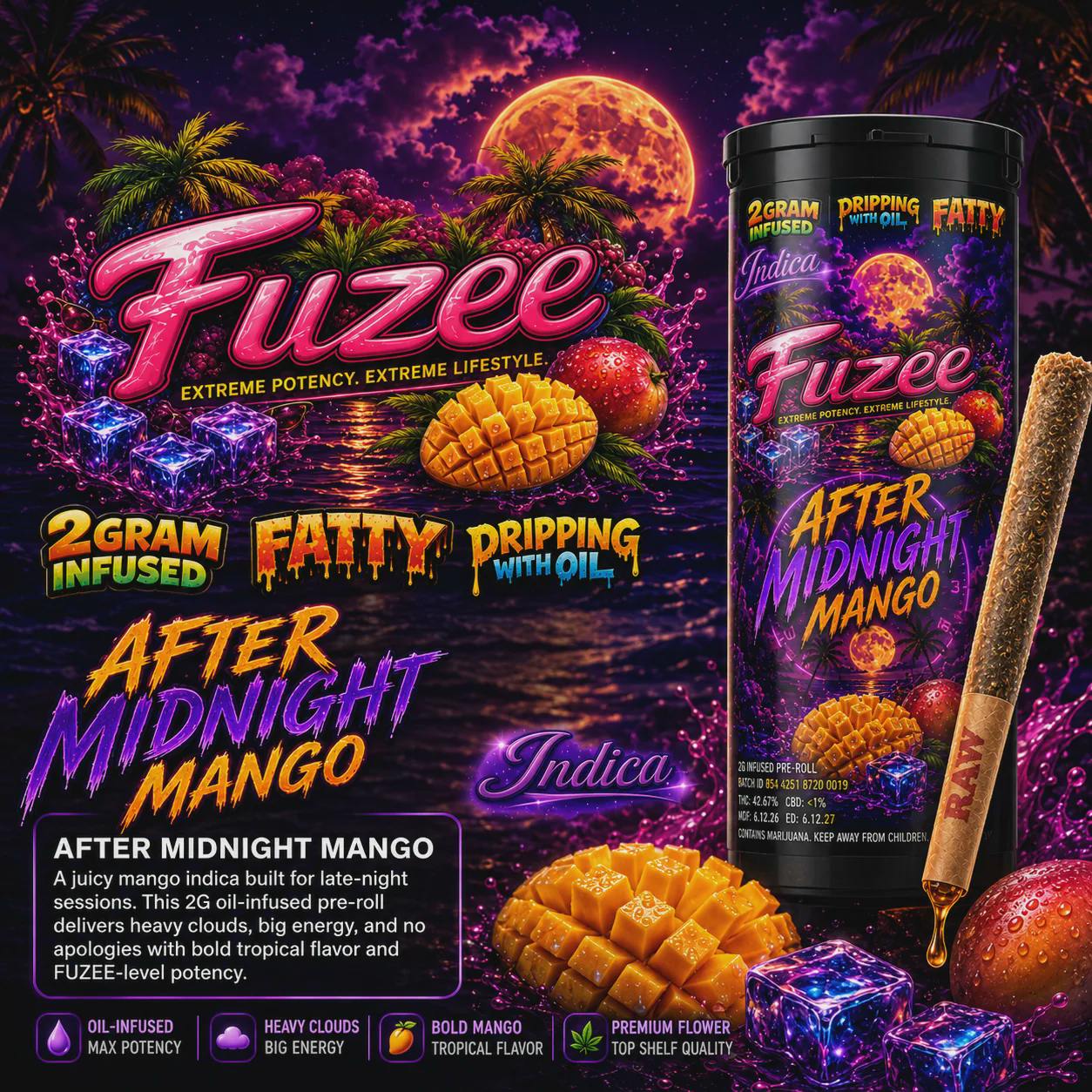 FUZEES | After Midnight Mango | 2g Infused Pre-roll (Indica)