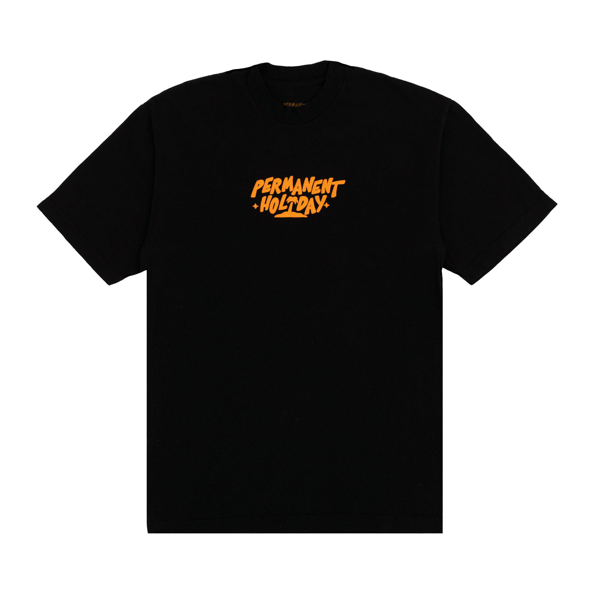PERMANENT HOLIDAY - MENS SCRIPT TEE - BLACK/ORANGE - (2X)