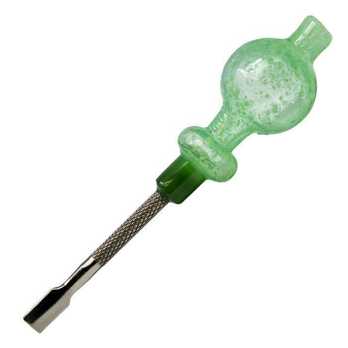 Green Glow In The Dark Dabbing Stick and Carb Cap with Flat Scooper