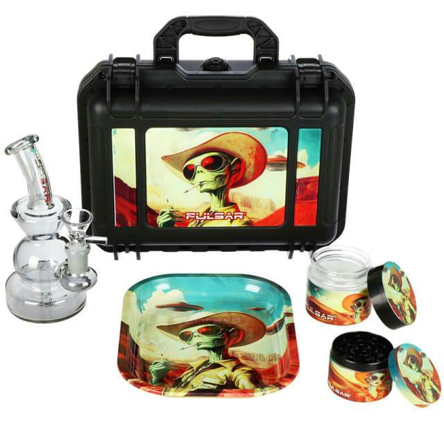 Pulsar Bent Neck Water Pipe Hard Case Travel Set - Alien Cowboy