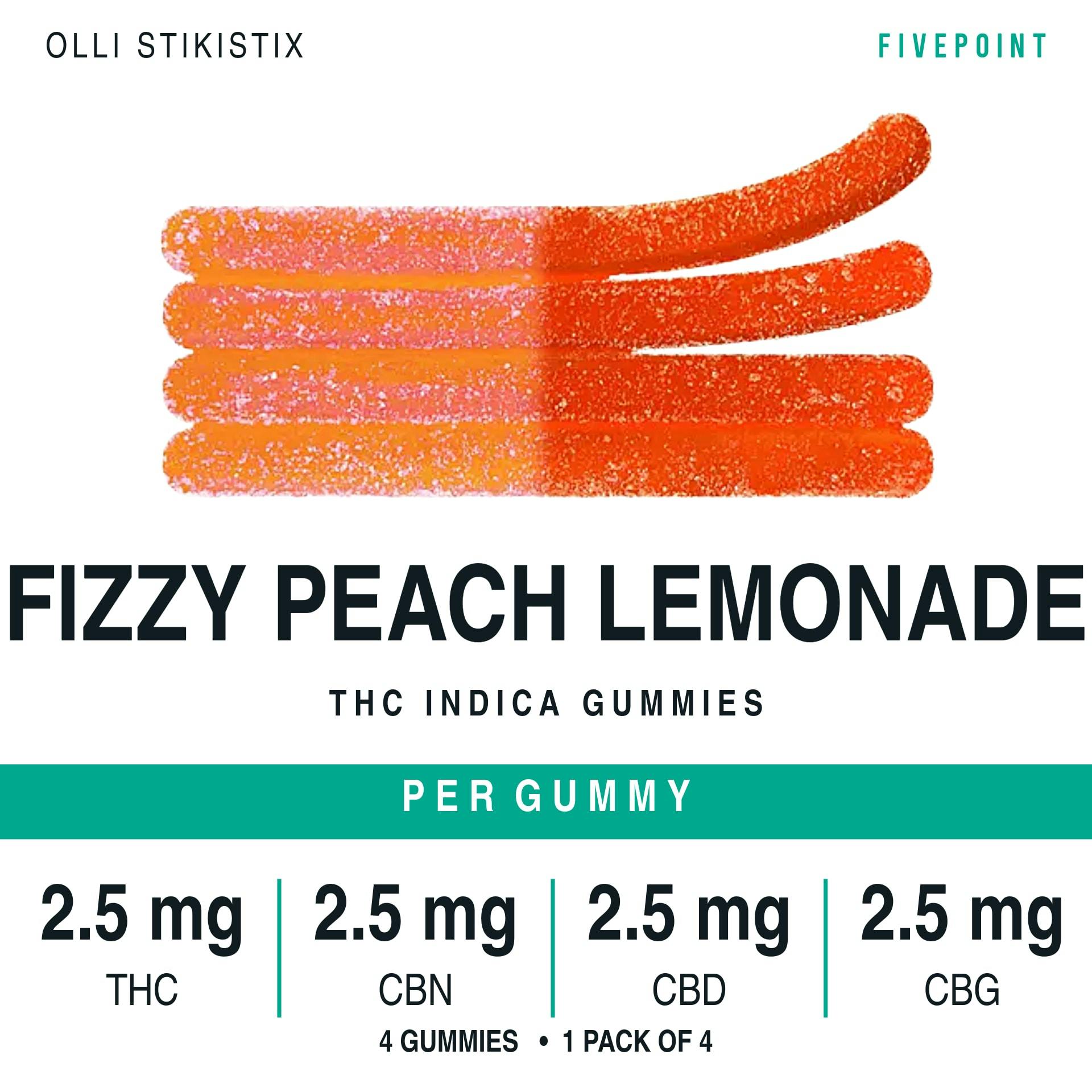Fizzy Peach Lemonade 1:1:1:1 CBG/CBN/THC/CBD 4 x 2.5mg Soft Chew