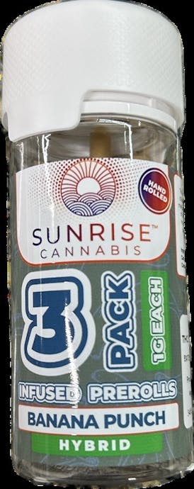 Sunrise Cannabis - Banana Punch - 1g/3Pk Infused Prerolls