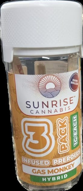 Sunrise Cannabis - Gas Monkey - 1g/3PK Infused Prerolls