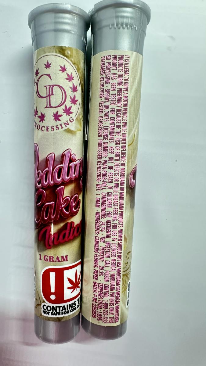 Wedding Cake 1g Preroll $6 ea or 4/$20 or 30/$130 Mix $ Match R4.R4.B3