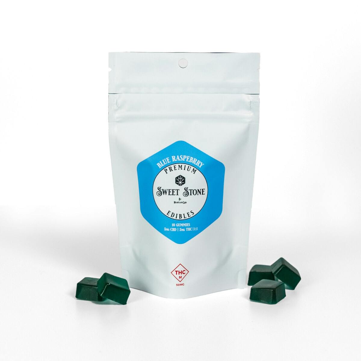 50MG BLUE RASPBERRY 1:1 (CBD:THC) GUMMIES