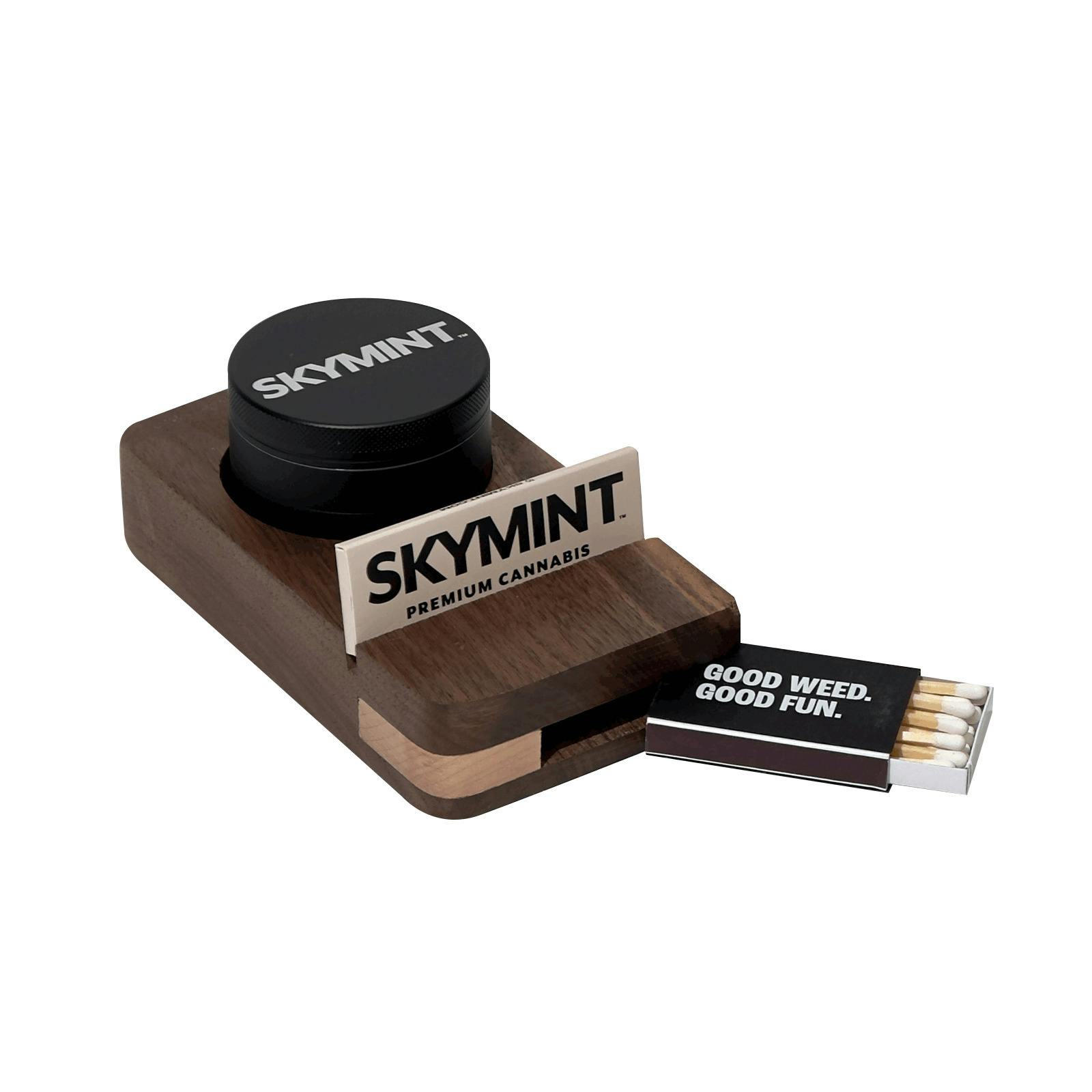 Maple and Walnut Catch-All at Skymint Nunica Marijuana & Cannabis Retailer