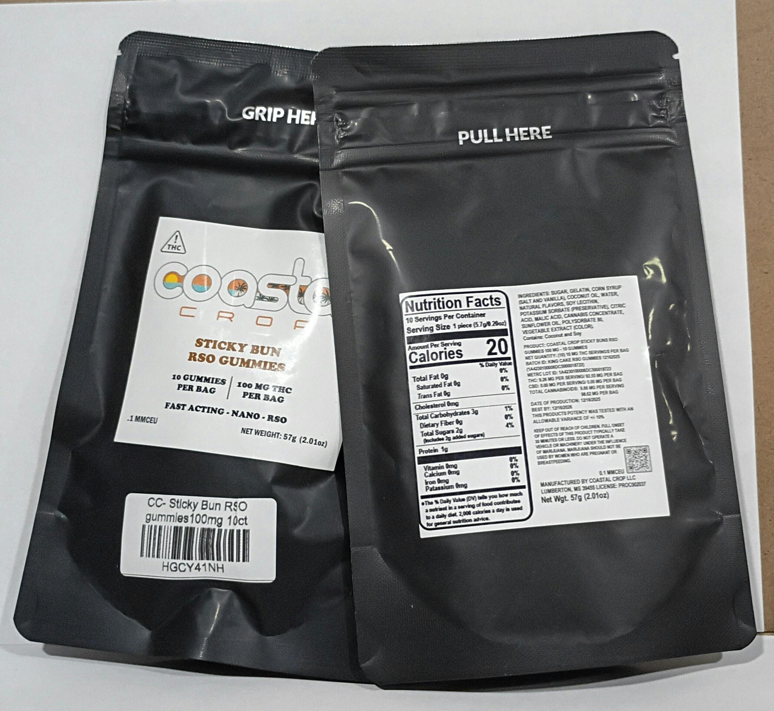 CC- Sticky Bun RSO gummies100mg 10ct at Bee's Buds Dispensary Saucier