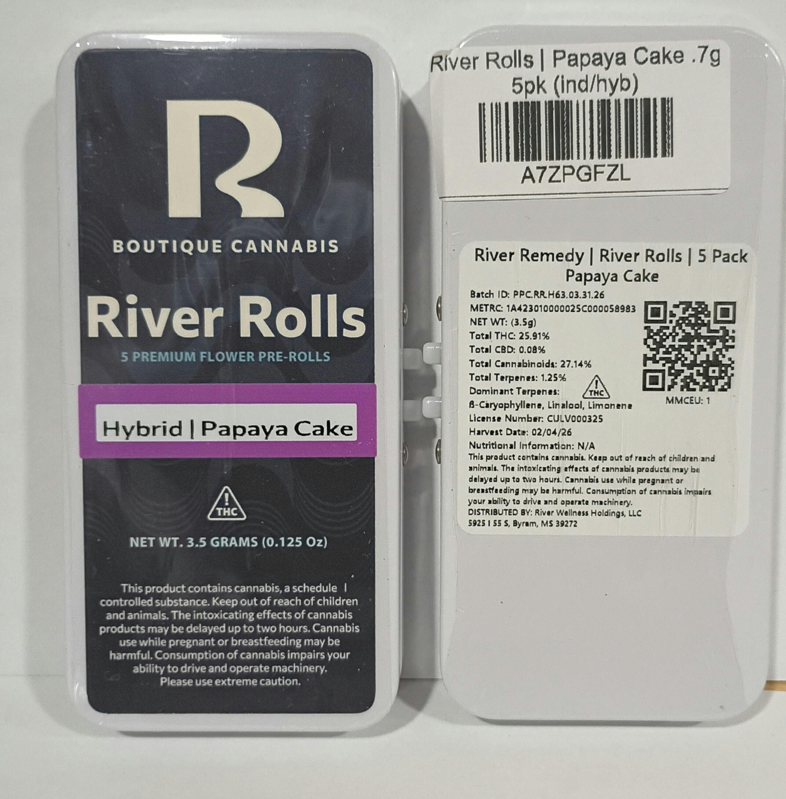 River Rolls | Papaya Cake .7g 5pk (ind/hyb)