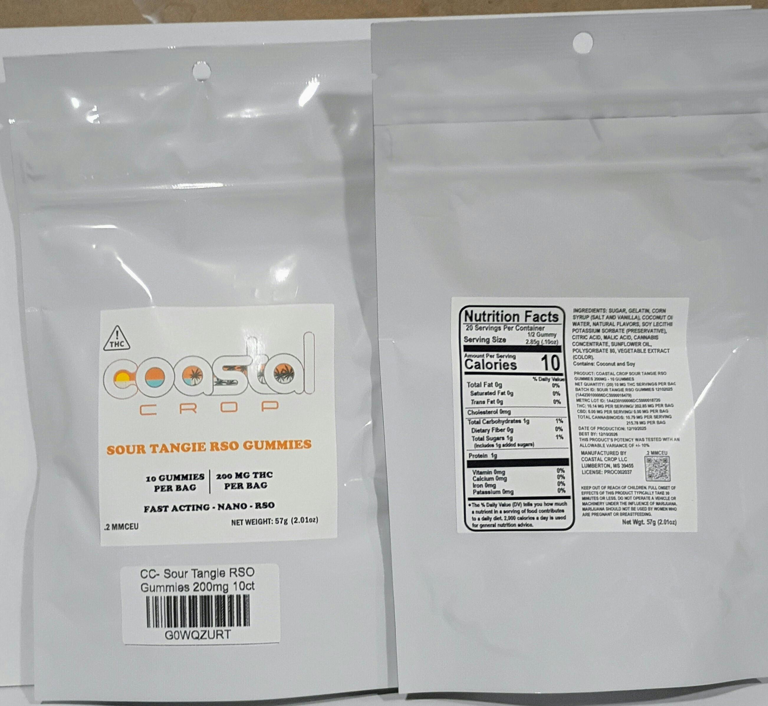 CC- Sour Tangie RSO Gummies 200mg 10ct