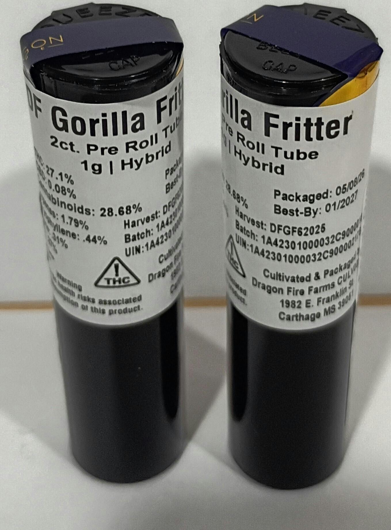 DFF- Gorilla Fritter .5g 2pk Pre Roll (hyb) at Bee's Buds Dispensary Wiggins