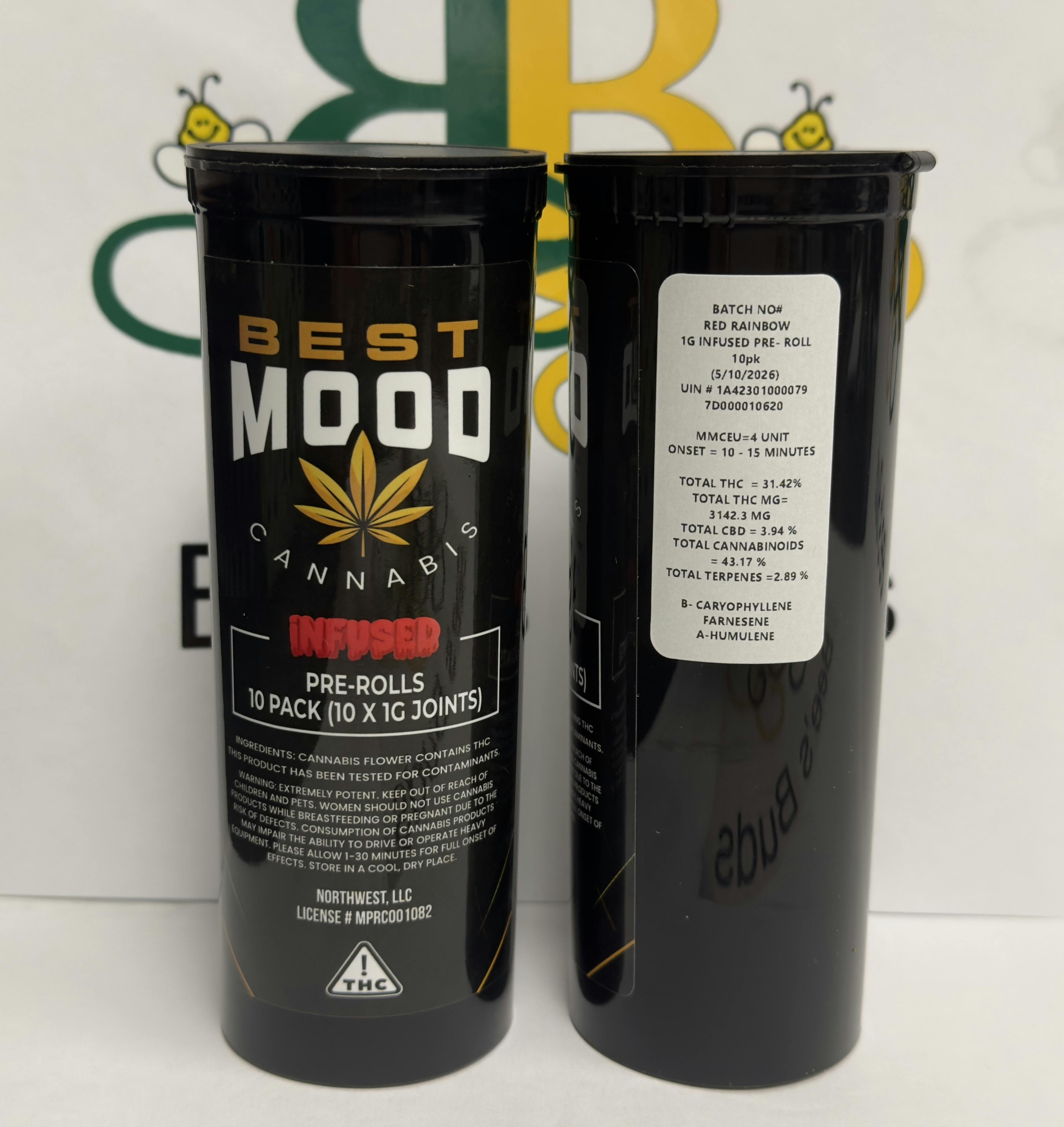 BM- Red Rainbow 1g 10pk infused Prerolls