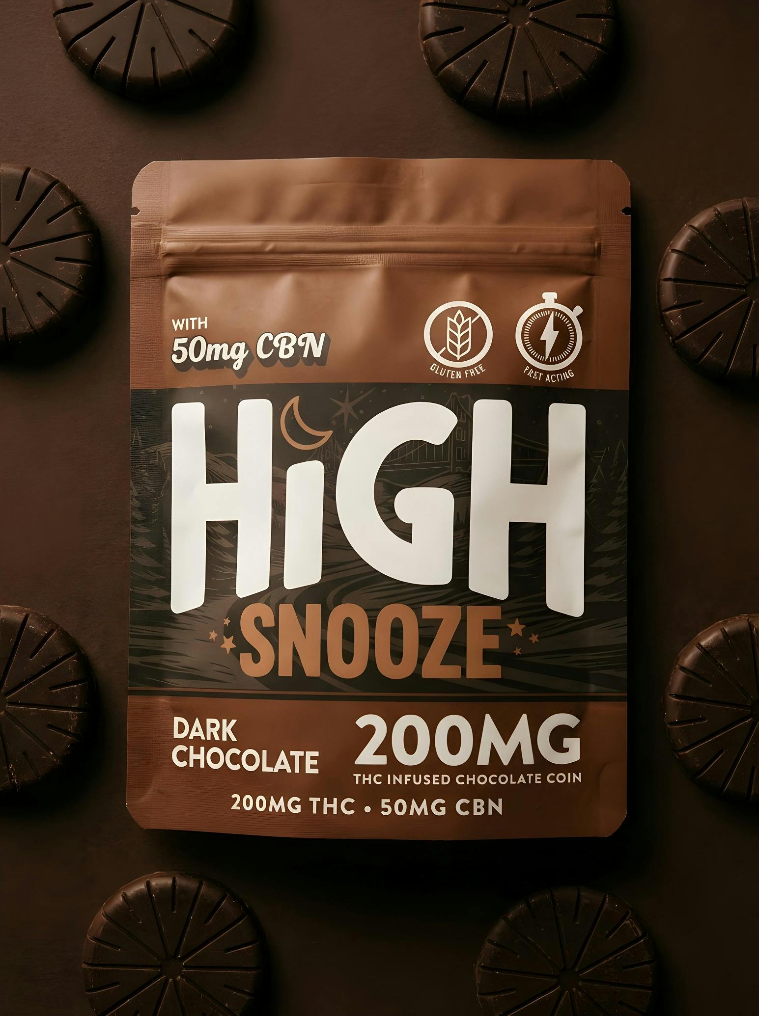High Snooze - Chocolate Coin - 200mg - 4:1 THC/CBN - Rest - Dark Chocolate