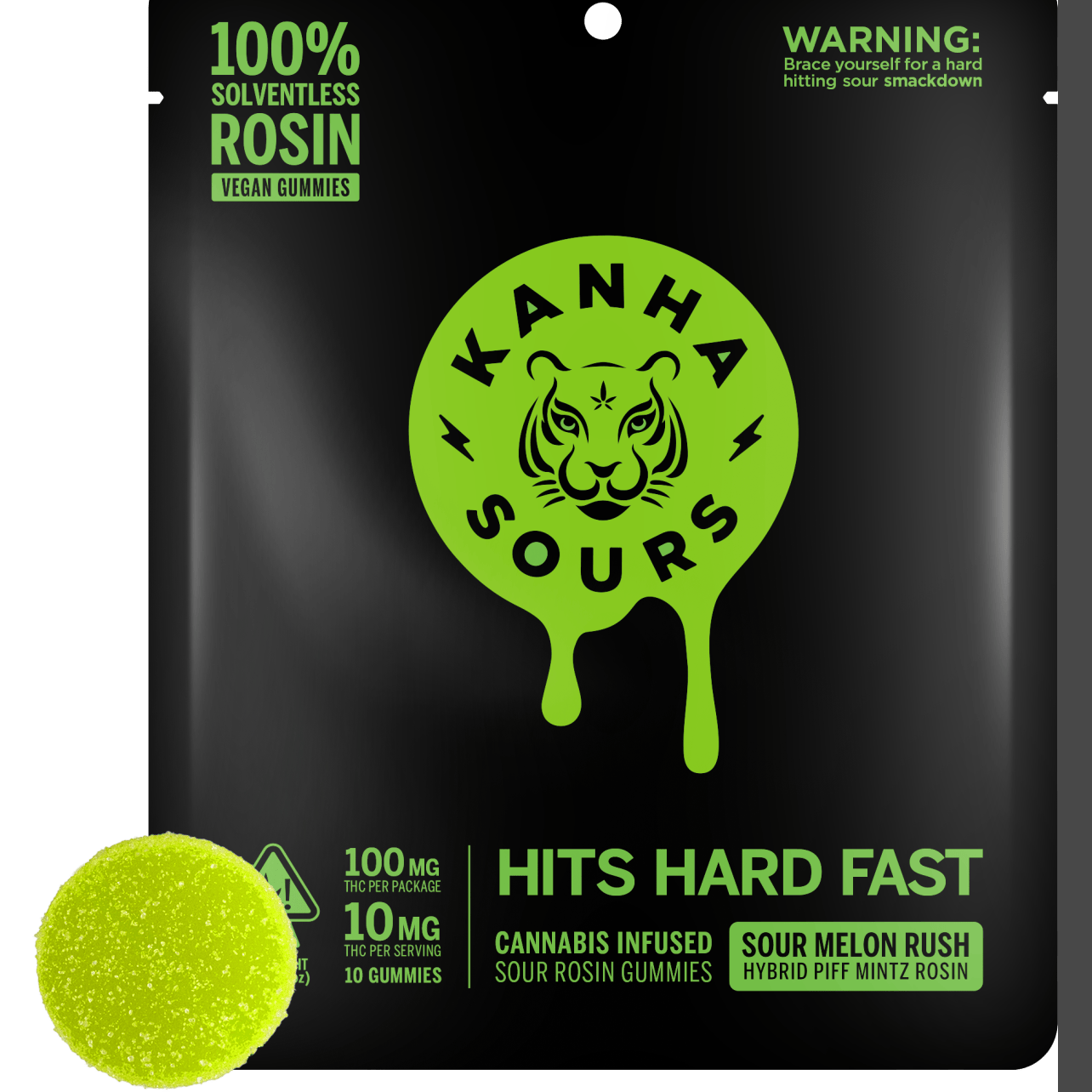 Kanha - Sour Melon Rush - Hybrid - NANO Rosin Gummy - 10 Pack - 100mg