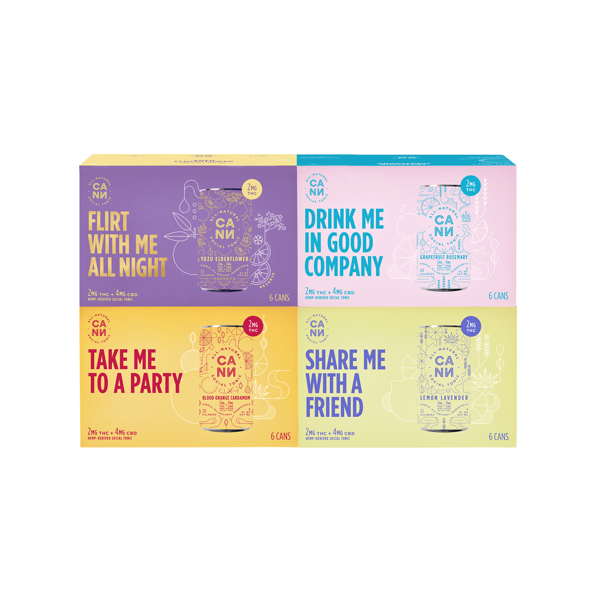 CANN - YUZU ELDERFLOWER - SOCIAL TONIC - 2MG THC 4MG CBD - 8 mg - 4 Pack