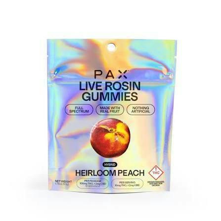 PAX - Heirloom Peach - Hybrid - Live Rosin Gummy - 10 Pack - 100mg