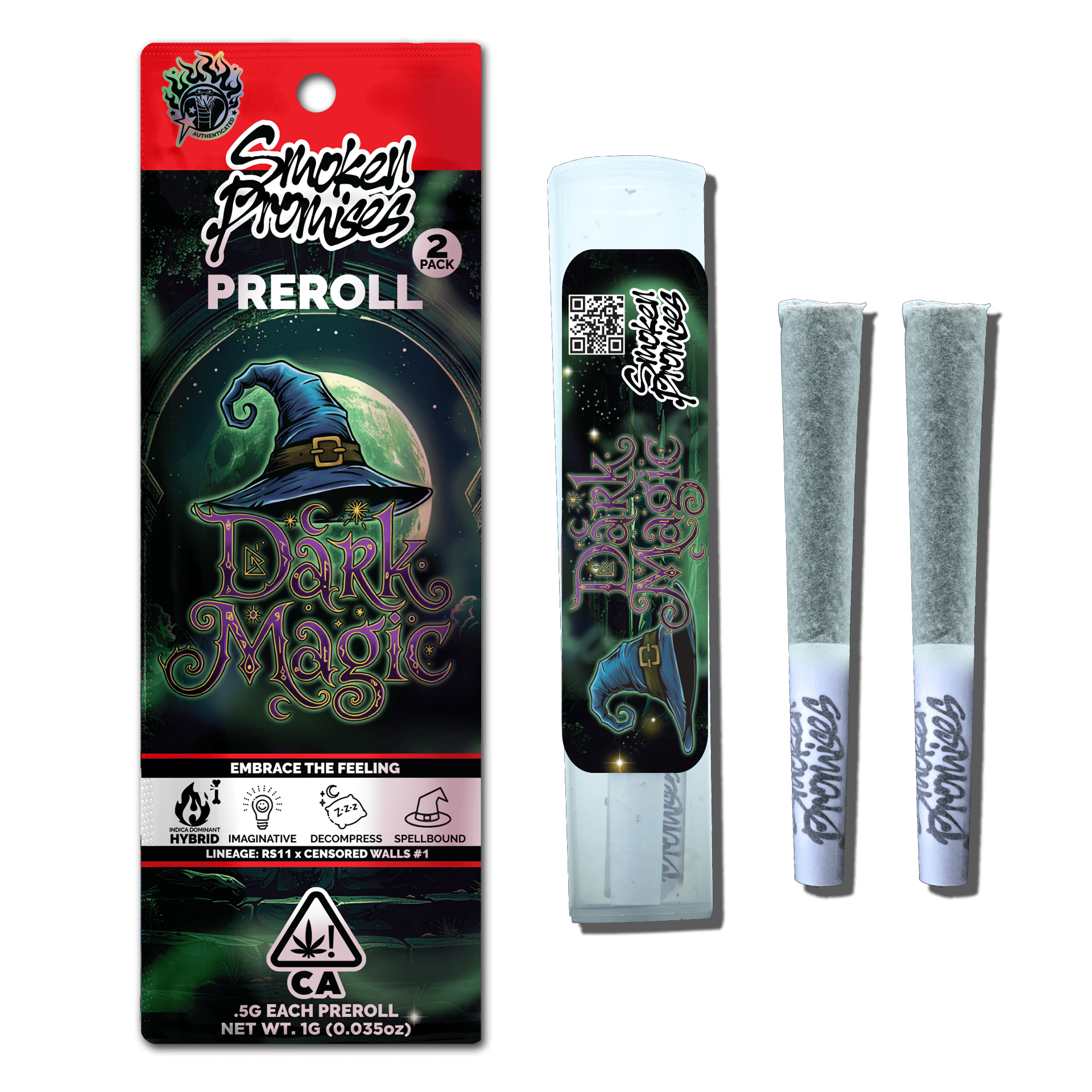 SMOKEN PROMISES - DARK MAGIC - INDICA HYBRID - PRE ROLL - 1 g - 2 Pack