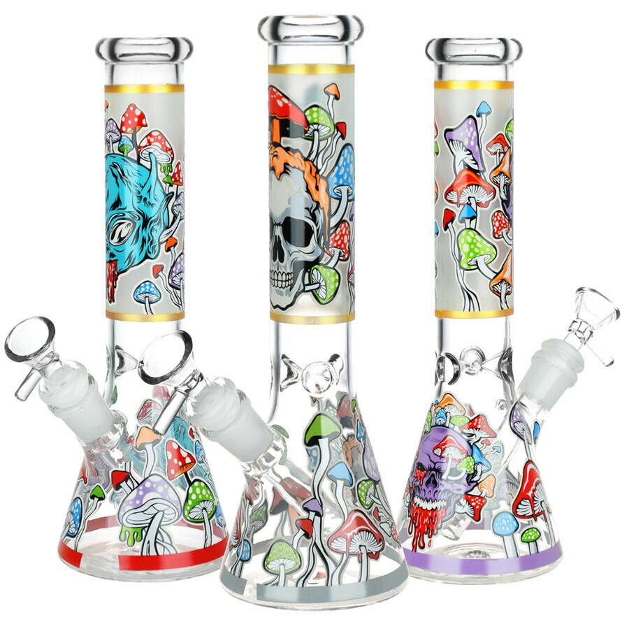 10" Glass Beaker Bong - Monsters And Shrooms