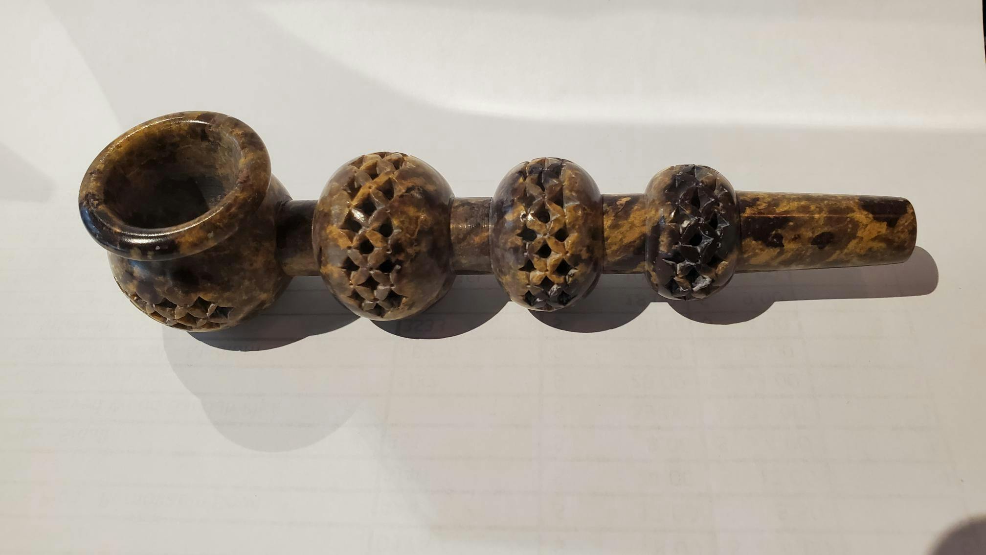 Carved Triple Ball Pipe