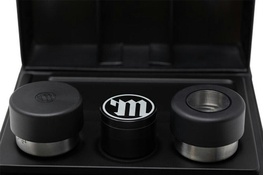 Myster Stashtray Bundle - Black - Includes Black Rolling Tray, Strain Container, 4 Pc Grinder, As...
