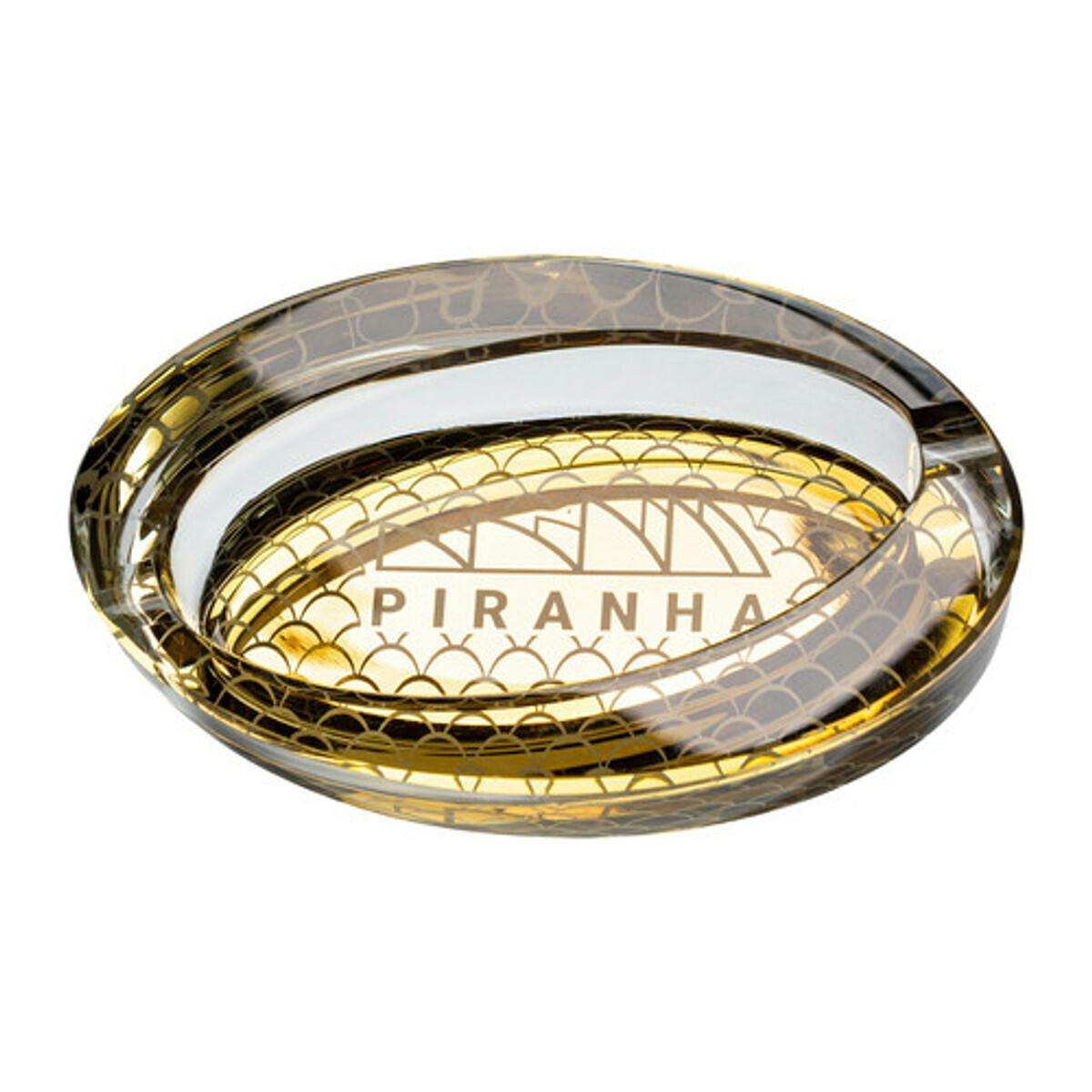 Piranha Glass Ashtray | Oval Slant - Gold