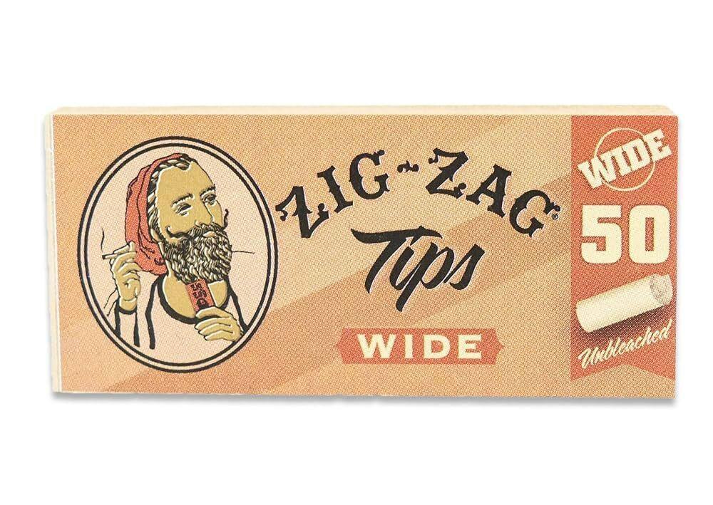 Zig Zag - Unbleached Wide Rolling Filter Tips - 50 pack