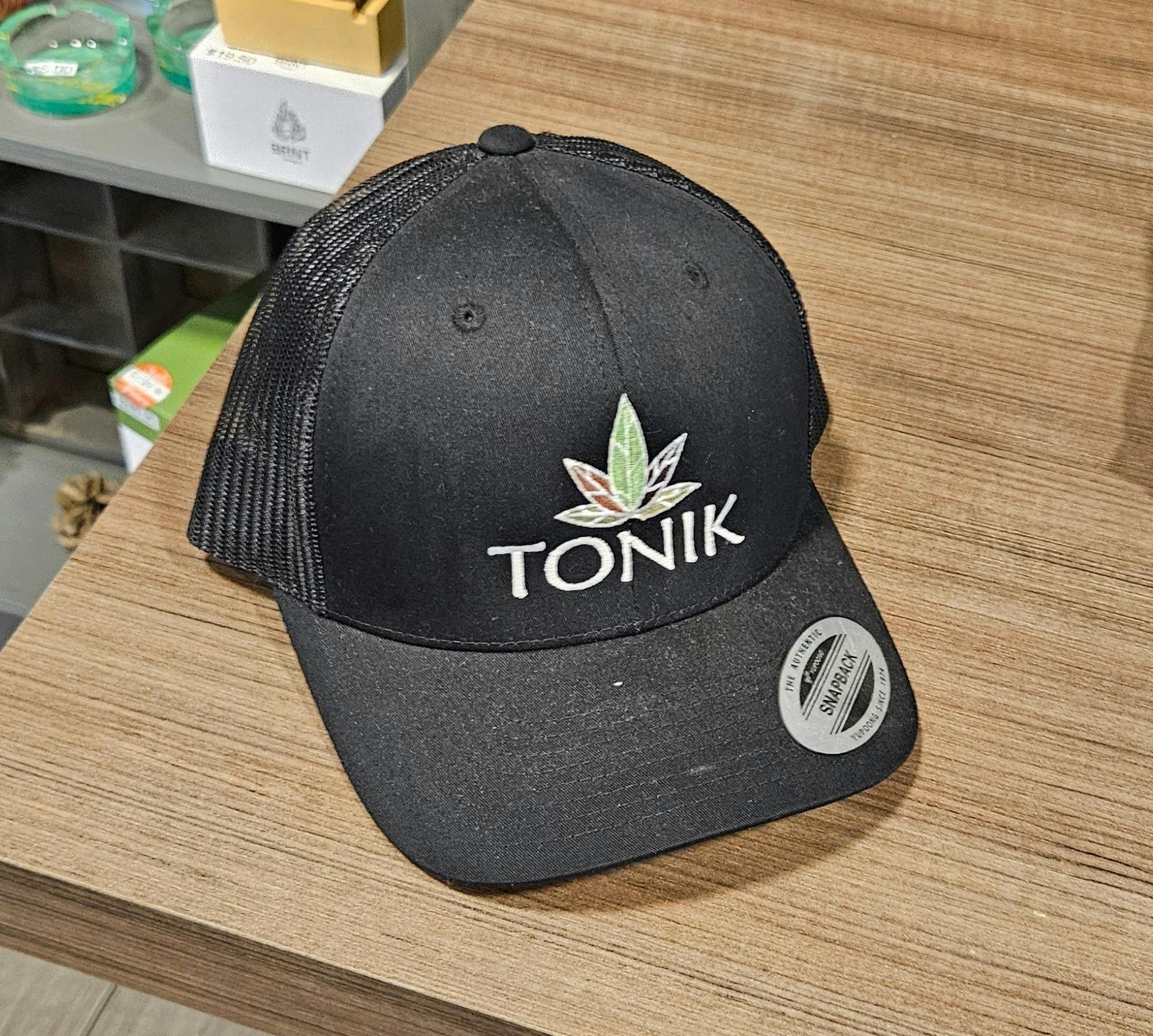 Tonik Mesh Back Trucker Cap - Black - colour logo