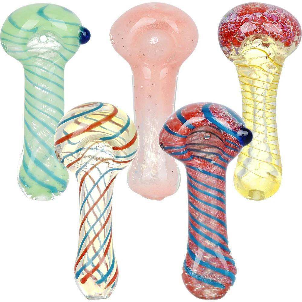Striped Glass Hand Pipe - 3.5" / Assorted