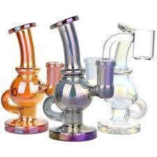 Pulsar - Visible Spectrum Electroplated Glass Ball Rig - 4.75" - 14mm F / Colors Vary