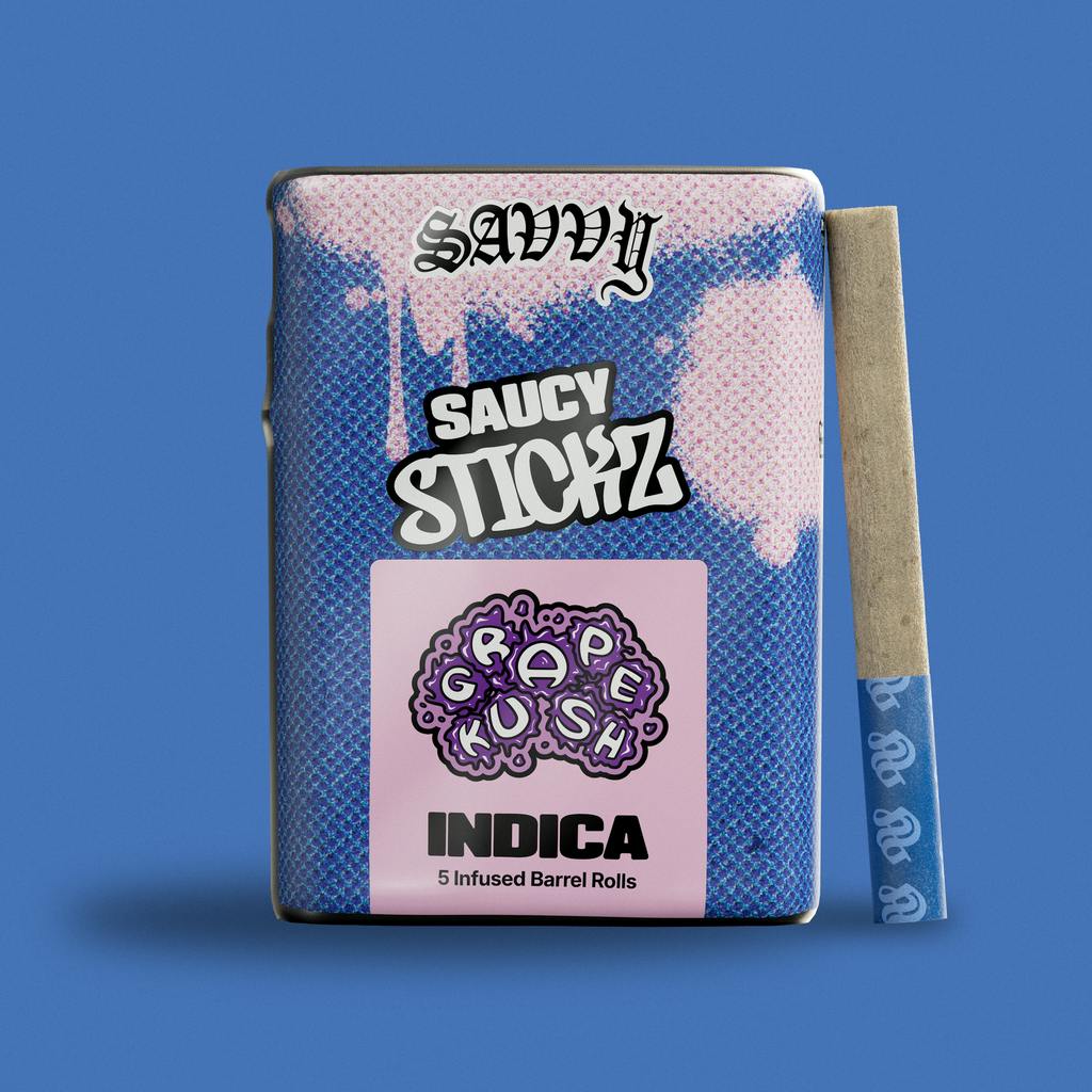 Savvy Saucy Stickz Grape Kush Infused Pre-Roll 2.5g [5pk]