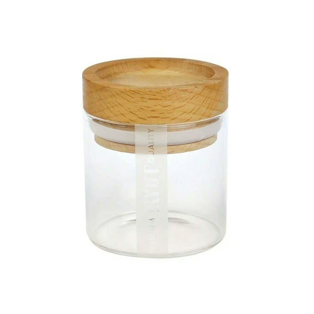 Ryot - Glass Jar with Tray Lid - Black with Walnut Lid