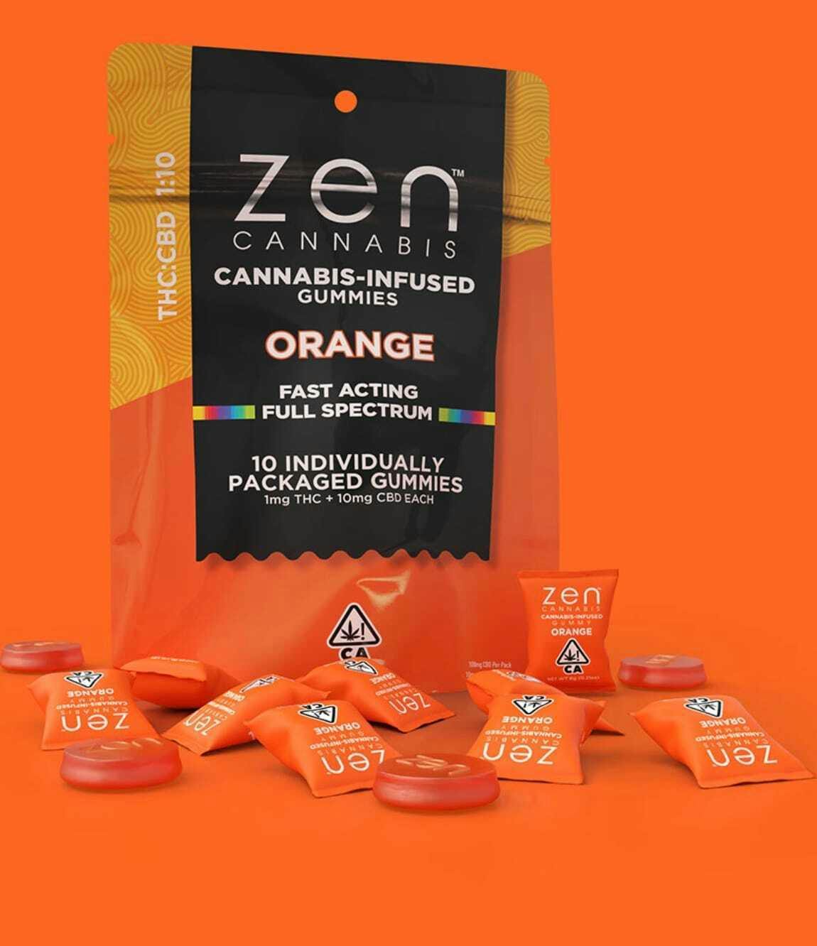 Zen Cannabis: Orange 1:10 THC:CBD – Gummies – 100mg