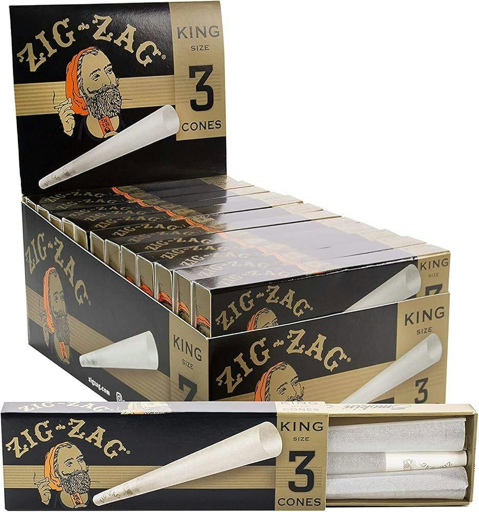 ZigZag King Size Organic Hemp Pre Rolled Cones Paper 3pk at Revolution Dispensary - Normal