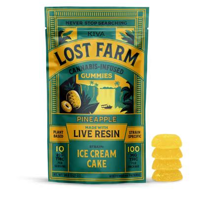 KIVA Lost Farm Pineapple - Ice Cream Cake Gummies 10pk 100mg