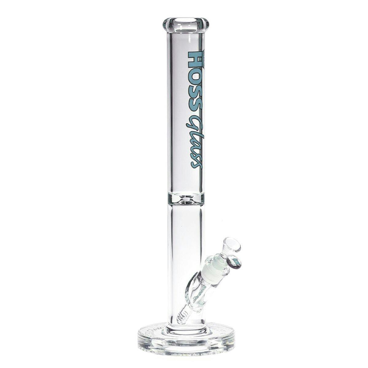 Hoss Glass 14" 38mm Straight Tube w/ Embossed Base-Light Blue