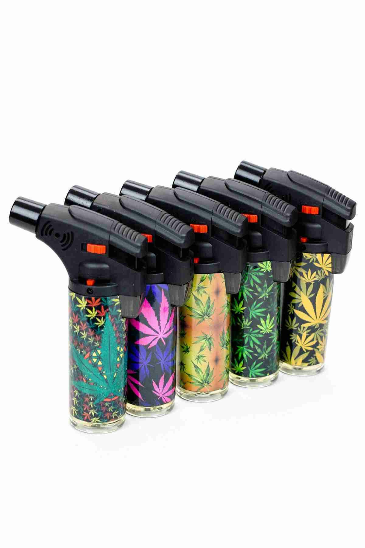 Click It Single Torch Lighters Assorted Weed Designs