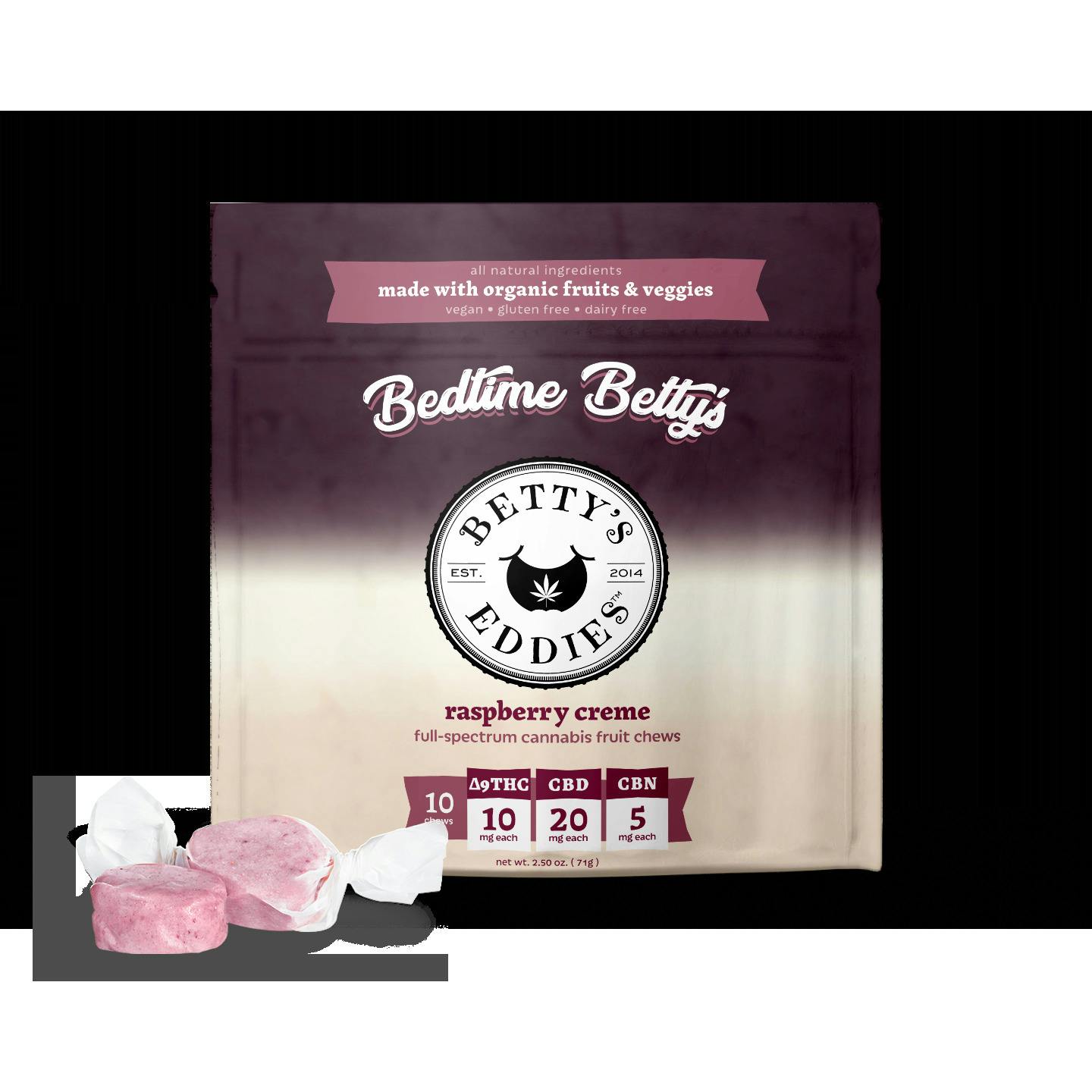 Betty's Eddies | Bedtime - Raspberry Creme 2:4:1 THC:CBD:CBN | 10mg Fruit Chews (10pk)
