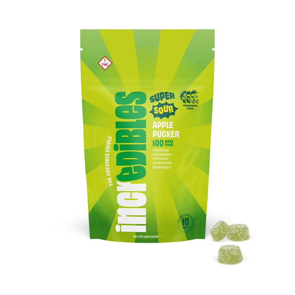 Incredibles | Super Sour Apple Pucker | 10mg Gummies (10pk)
