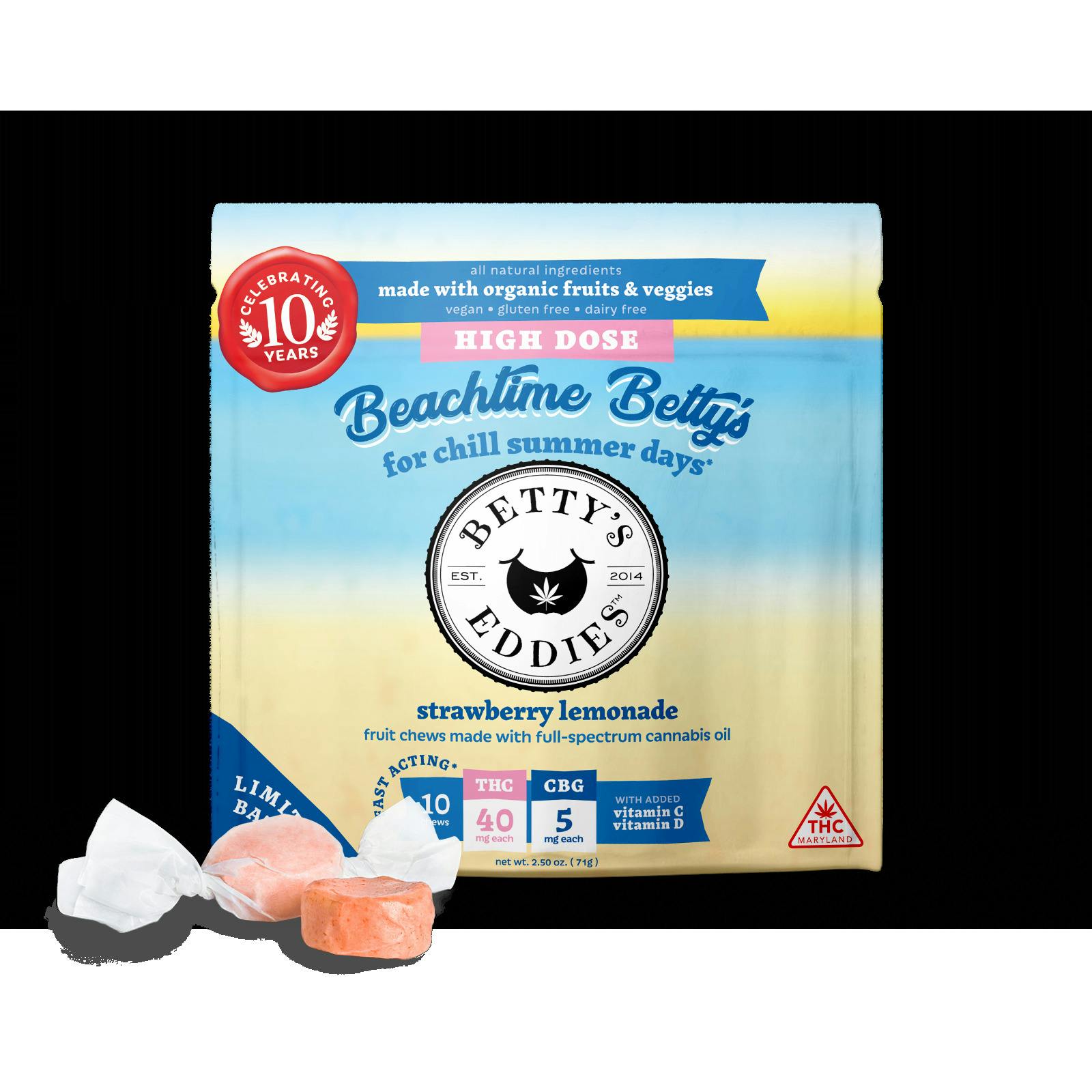 Betty's Eddies | Strawberry Lemonade | 40mg Fruit Chews (10pk) (MED ONLY)