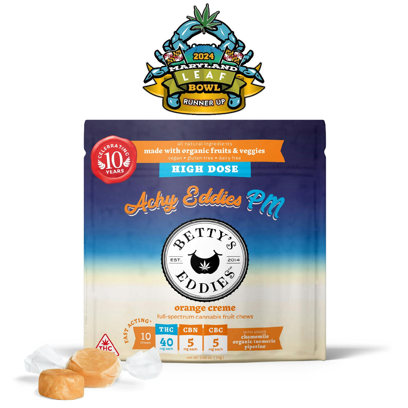 Betty's Eddies | Orange Creme PM | 40mg Fruit Chews (10pk) (MED ONLY)