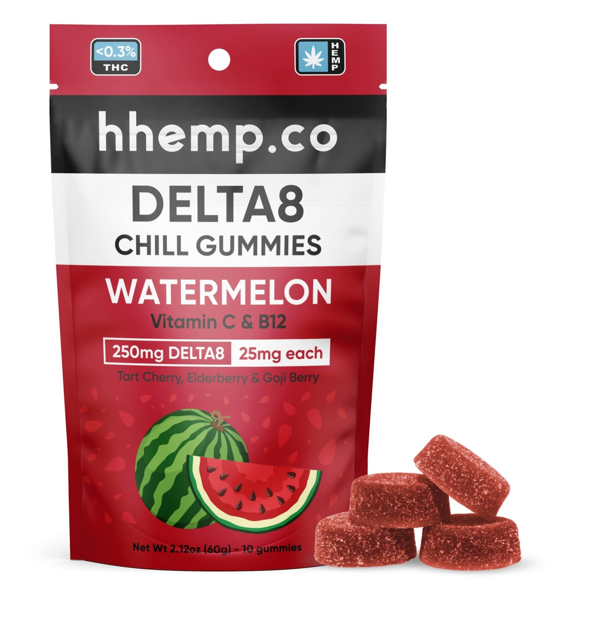 HHEMP - Delta 8 - Watermelon Chill Gummies - 10ct